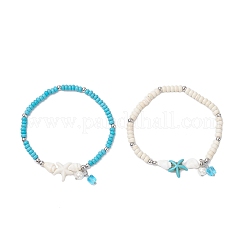 2 шт. браслеты с подвесками из ракушек-труб 2 цветов BJEW-JB12374
