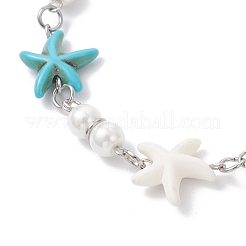 Браслеты из синтетической бирюзы в виде морских звезд для женщин&nbsp;BJEW-JB12469-03