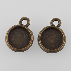 Colgante de aleación redonda plana plana Cabochon ajustes&nbsp;PALLOY-N0088-45AB-NF