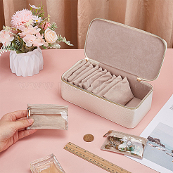 Портативные дорожные коробки-органайзеры из искусственной кожи с ручками для ювелирных изделий&nbsp;CON-WH0107-71A