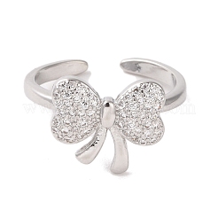 Открытое кольцо-манжета из латуни с микропаве из кубического циркония RJEW-K256-58H-P