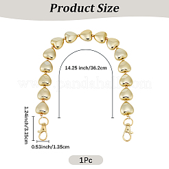 1個のccbプラスチックハートビーズバッグハンドル（留め具付き）  ゴールドカラー  362mm&nbsp;AJEW-CL0005-66