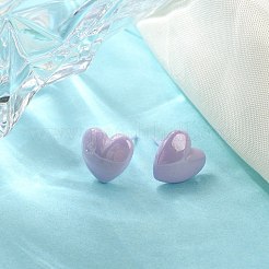 Orecchini a bottone con cuore in ceramica ipoallergenica in bioceramica con zirconi&nbsp;EJEW-C065-02B