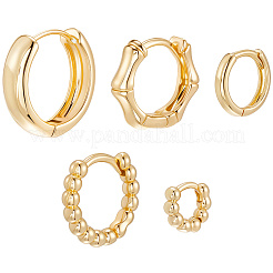 5 пара 5 стильных круглых серег-колец из латуни с покрытием для женщин EJEW-BBC0001-98