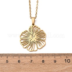 Collane con ciondolo a forma di fiore in acciaio inossidabile 304 e catena a maglie per uomo e donna&nbsp;NJEW-K308-05A-G