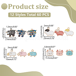 Подвески из сплава эмали 60шт 12 стиля&nbsp;ENAM-PH0002-77