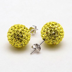 スターリングシルバーオーストリアクリスタルラインストーンイヤースタッド925個  耳ナッツ  ラウンド  249 _citrine  12mm  ピン：0.8mm&nbsp;SWARJ-D470-249
