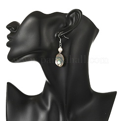 Ohrhänger aus natürlichen Süßwasserzuchtperlen und Abalone-/Paua-Muschelperlen&nbsp;EJEW-JE07313-02