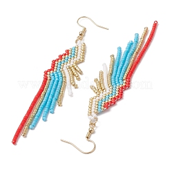 Серьги-кисточки из стеклянных бусин&nbsp;EJEW-MZ00434-01