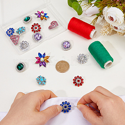 16 Stück 8 Stile Legierung Strass Druckknöpfe&nbsp;BUTT-FH0001-034