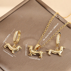 Ожерелья с подвесками и серьги-кольца в виде таксы из латуни FS-WGFB62E-01