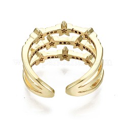 Латунные кольца из манжеты с прозрачным цирконием&nbsp;RJEW-S044-084-NF