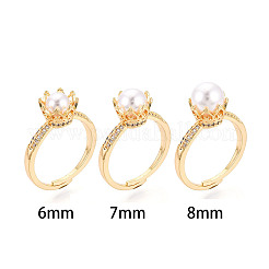 Закрепка колец-штифтов в форме короны из латуни с микропаве из прозрачного кубического циркония KK-T076-18G