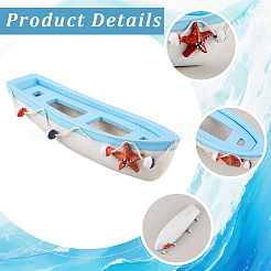 Миниатюрная модель парусника из дерева в средиземноморском стиле с украшениями&nbsp;DJEW-WH20816-008B