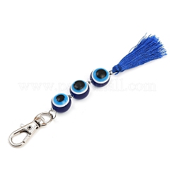 Подвеска с кисточками из полиэстера и круглыми бусинами от сглаза из смолы HJEW-JM04165-03