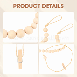 Настенная витрина для фотографий с гирляндой из деревянных бус AJEW-WH20011-54D