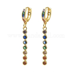 Boucles d'oreilles créoles pendantes en laiton pavé de zirconiums cubiques&nbsp;KK-CBAD9DF-02G-B