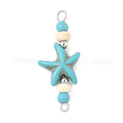 10 шт. 2-цветные синтетические бирюзовые морские звезды в форме рондель круглые бусины-соединители подвески&nbsp;PALLOY-JF04015