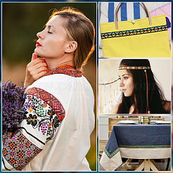 4.8~5 ярд полиэстеровая жаккардовая широкая лента в этническом стиле с узором «слон/крест/ромб» OCOR-PH0004-35A