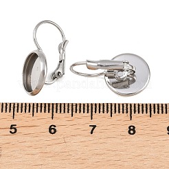 Anlaufgeschütztes flaches rundes Tablett glatte Oberfläche 304 Edelstahl Leverback Ohrring Zubehör&nbsp;STAS-R065-65