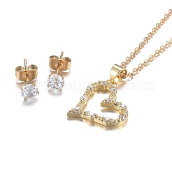 304 Edelstahl-Strass-Schmucksets&nbsp;SJEW-H301-19G