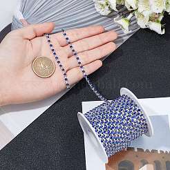 真鍮製ラインストーンストラスチェーン  スプールで  ラインストーンカップチェーン  グレードA  銀  サファイア  3.1mm  約10ヤード/ロール  1ロール&nbsp;CHC-SC0001-04A