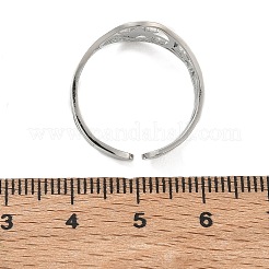 女性用304ステンレススチールカフオープンリング  楕円と星  ステンレス鋼色  20mm  内径：18mm&nbsp;RJEW-F218-01P