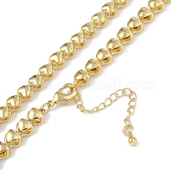 Halsketten mit Herzgliedern aus Messing in Rack-Beschichtung für Damen&nbsp;NJEW-K382-14B-G