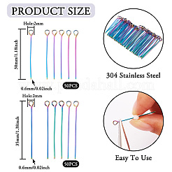 100 шт. 2 шт. штифта с ушком из нержавеющей стали 304 радужного цвета STAS-PJ0001-17