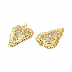 Colgantes de circonita cúbica transparente micro pavé de latón chapado en rack&nbsp;KK-I699-04G