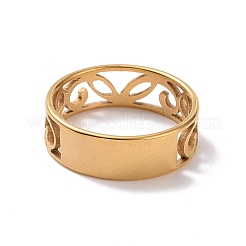 Ионное покрытие (ip) 201 нержавеющая сталь полое листовое кольцо для женщин&nbsp;RJEW-J051-46G