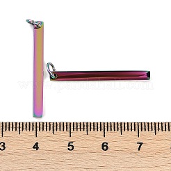 イオンプレーティング（IP）304ステンレスペンダント  丸カン付き  鏡面研磨仕上げ  長方形のチャーム  空白タグのスタンプ  虹色  30x3x1.5mm  穴：3mm&nbsp;STAS-I311-14E-RC