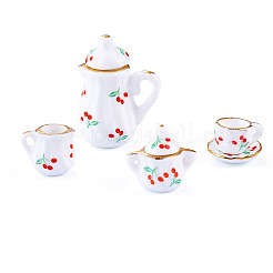 Mini-Keramik-Teesets mit Kirschmuster&nbsp;AJEW-TA0003-48