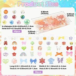 100 шт. 18 вида прозрачных и непрозрачных акриловых бусин&nbsp;MACR-FS0002-40