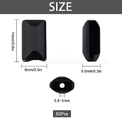 模造オーストリアクリスタルビーズ  グレードAAA  多面カット  長方形  ブラック  8x14x5.5mm  穴：0.9~1mm  50個/箱&nbsp;GLAA-SC0001-49B