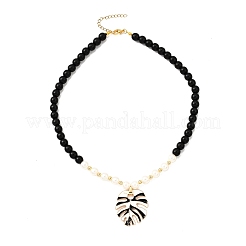 Ожерелья из круглых бусин из листового сплава с эмалью NJEW-JN05350-01