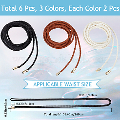 6 шт. 3-х цветный плетеный ремень из искусственной кожи AJEW-CP0008-16