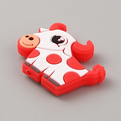 Коровьи силиконовые бусины&nbsp;SIL-WH0010-17B