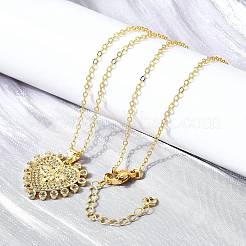Женские ожерелья с подвеской в виде пчелы в форме сердца из латуни с микропаве из прозрачного кубического циркония&nbsp;NJEW-D311-01C-G