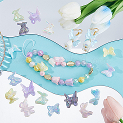 50 шт. 10-цветные радужные переливающиеся акриловые бусины с УФ-покрытием TACR-SC0001-29