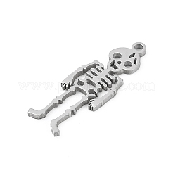 304ステンレスペンダント  スケルトンチャーム  レーザー切断  変色防止  ステンレス鋼色  27.5x9.5x1.5mm  穴：1.5mm&nbsp;LS-STAS-U041-02E-P