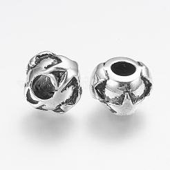 CCBプラスチックビーズ  スターとラウンド  大穴ビーズ  アンティークシルバー  15x10.5mm  穴：6mm&nbsp;CCB-P005-086
