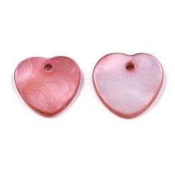 天然淡水シェルチャーム  染め  ハート  フラミンゴ  12.5x13x2mm  穴：1.5mm&nbsp;SHEL-R113-17G