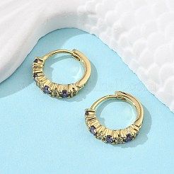 Veri orecchini a cerchio in ottone placcato oro 18k con zirconi cubici&nbsp;EJEW-C012-08