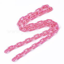 アクリル不透明アズキチェーン  ABカラー  オーバル  ショッキングピンク  13x8x2mm  19.68インチ（50cm）/連&nbsp;PACR-N009-002F