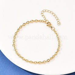 Женские браслеты-цепочки из нержавеющей стали 201 с овальными звеньями&nbsp;BJEW-G767-01F-G