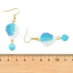 Boucles d'oreilles pendantes en acier inoxydable 304 avec perles de verre cylindriques en forme de montgolfière&nbsp;EJEW-MZ00820-01