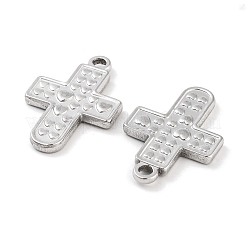 変色しない304ステンレススチールペンダント  ハートチャーム付きクロス  ステンレス鋼色  30.5x20.5x3mm  穴：2.5mm&nbsp;STAS-P364-14P
