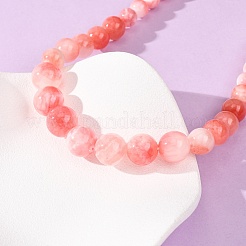 Colliers de perles rondes en jade vert naturel teint&nbsp;GG-CBAA808-05P-C