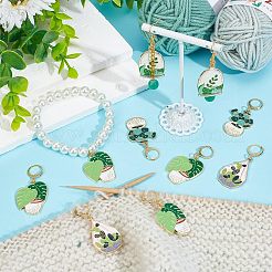 Подвесные маркеры для стежков из эмалированного сплава для горшечных культур HJEW-AB00476